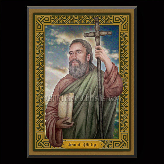 St. Philip the Apostle Plaque & Holy Card Gift Set - Portraits of Saints