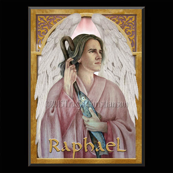 St. Raphael the Archangel Plaque & Holy Card Gift Set - Portraits of Saints
