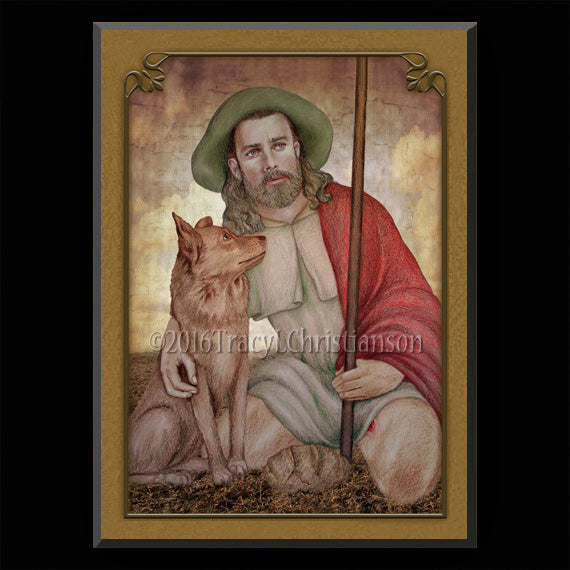 St. Roch (Rocco) Plaque & Holy Card Gift Set - Portraits of Saints