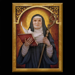 St. Scholastica Plaque & Holy Card Gift Set