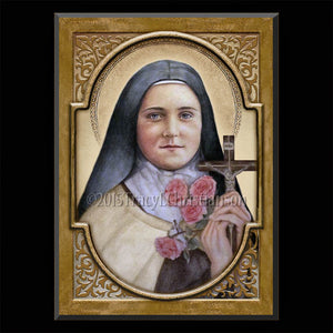 St. Therese of Lisieux (A) Plaque & Holy Card Gift Set