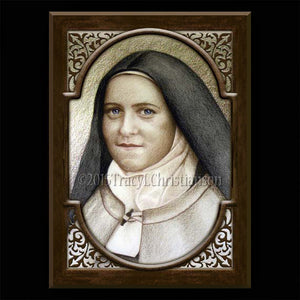 St. Therese of Lisieux (B) Plaque & Holy Card Gift Set