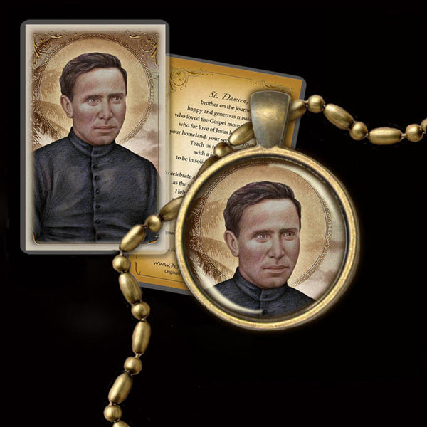 St. Damien of Molokai Pendant & Holy Card Gift Set - Portraits of Saints