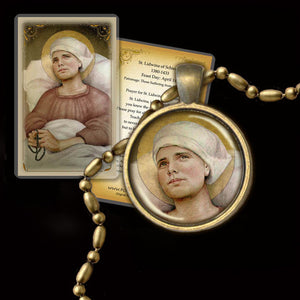 St. Lidwina of Schiedam Pendant & Holy Card Gift Set