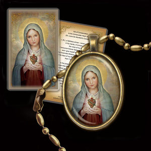 Immaculate Heart of Mary (A) Pendant & Holy Card Gift Set