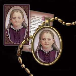 St. Therese of Lisieux, the Little Flower Pendant & Holy Card Gift Set