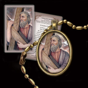 St. Andrew the Apostle Pendant & Holy Card Gift Set