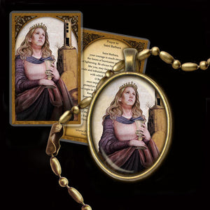 St. Barbara Pendant & Holy Card Gift Set