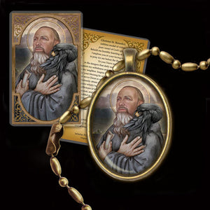 St. Benedict of Nursia Pendant & Holy Card Gift Set