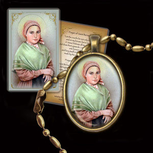 St. Bernadette Pendant & Holy Card Gift Set