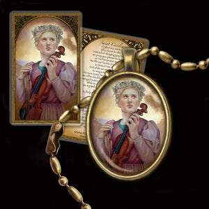St. Cecilia Pendant & Holy Card Gift Set