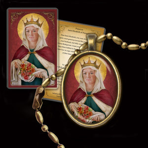 St. Elizabeth of Hungary Pendant & Holy Card Gift Set