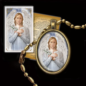St. Gabriel the Archangel Pendant & Holy Card Gift Set