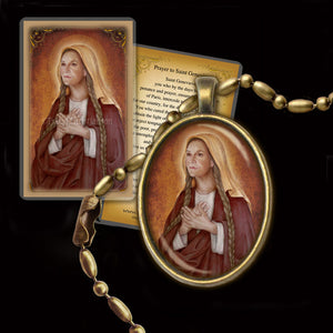 St. Genevieve Pendant & Holy Card Gift Set