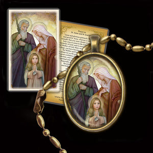 St. Joachim and St. Anne with the Child Mary, Pendant & Holy Card Gift Set