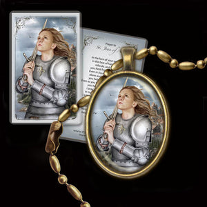 St. Joan of Arc Pendant & Holy Card Gift Set