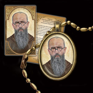 St. Maximilian Kolbe Pendant & Holy Card Gift Set