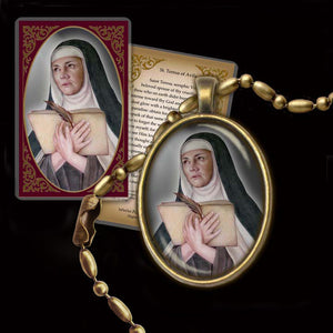 St. Teresa of Avila Pendant & Holy Card Gift Set