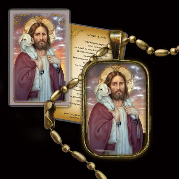 The Good Shepherd Pendant & Holy Card Gift Set - Portraits of Saints