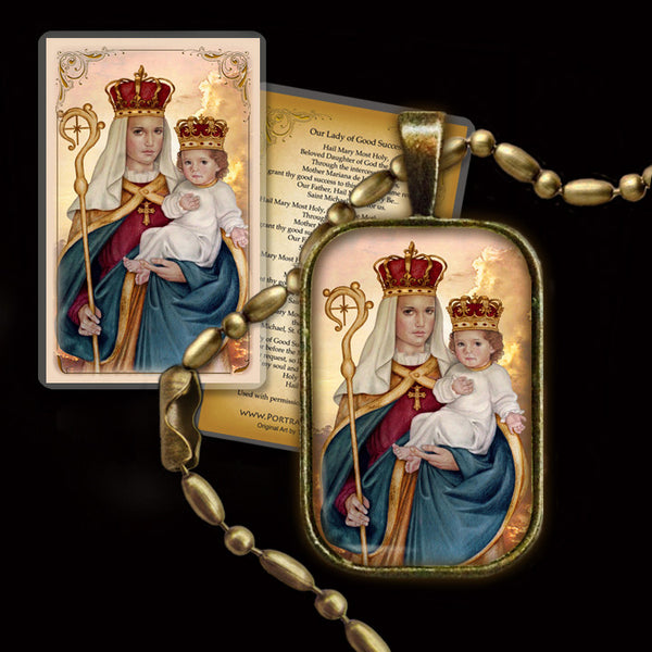 Our Lady of Good Success Pendant & Holy Card Gift Set - Portraits of Saints