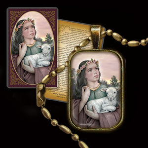 St. Agnes of Rome Pendant & Holy Card Gift Set