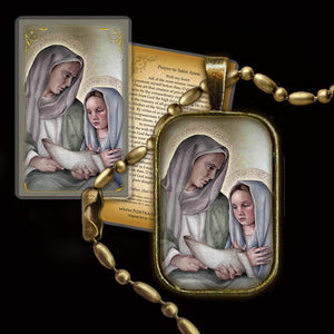 St. Anne and the Child Mary Pendant & Holy Card Gift Set