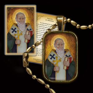 St. Athanasius Pendant & Holy Card Gift Set