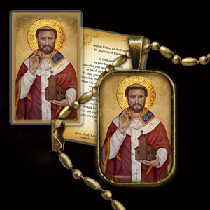 St. Augustine of Canterbury Pendant & Holy Card Gift Set