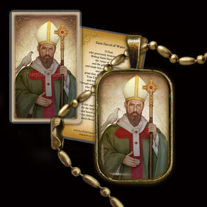 St. David of Wales Pendant & Holy Card Gift Set