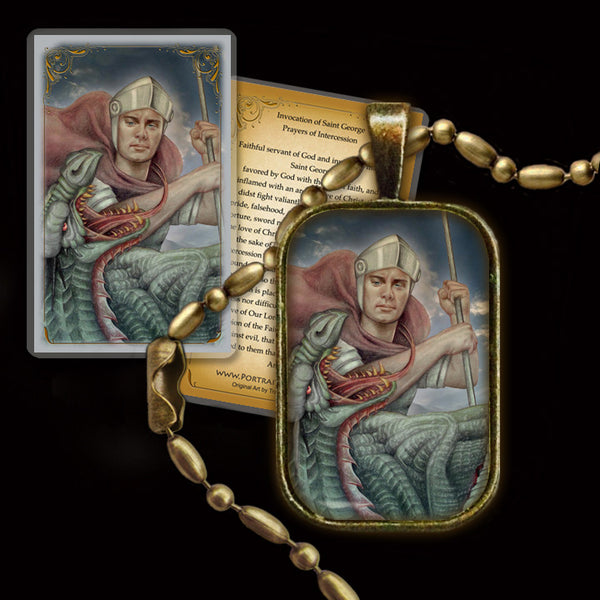 St. George Pendant & Holy Card Gift Set - Portraits of Saints