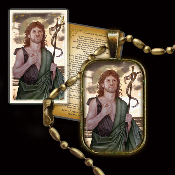 St. John the Baptist Pendant & Holy Card Gift Set - Portraits of Saints