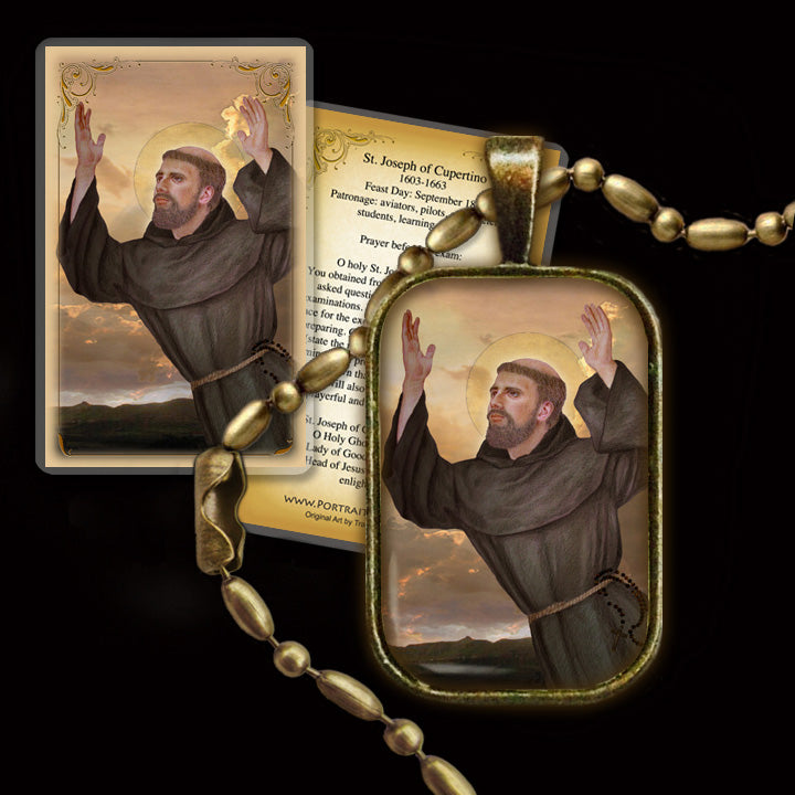 St. Joseph of Cupertino Pendant & Holy Card Gift Set - Portraits of Saints
