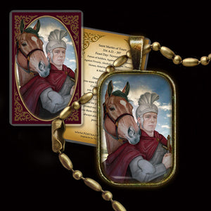 St. Martin of Tours Pendant & Holy Card Gift Set