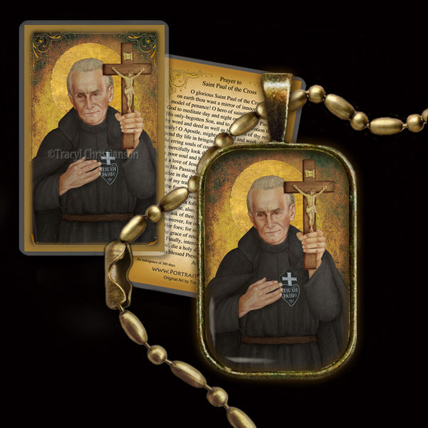 St. Paul of the Cross Pendant & Holy Card Gift Set - Portraits of Saints