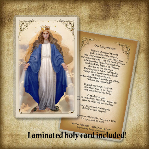 Our Lady of Grace Pendant & Holy Card Gift Set - Portraits of Saints