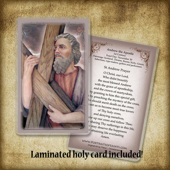 St. Andrew the Apostle Pendant & Holy Card Gift Set - Portraits of Saints