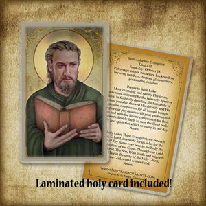 St. Luke the Evangelist Pendant & Holy Card Gift Set