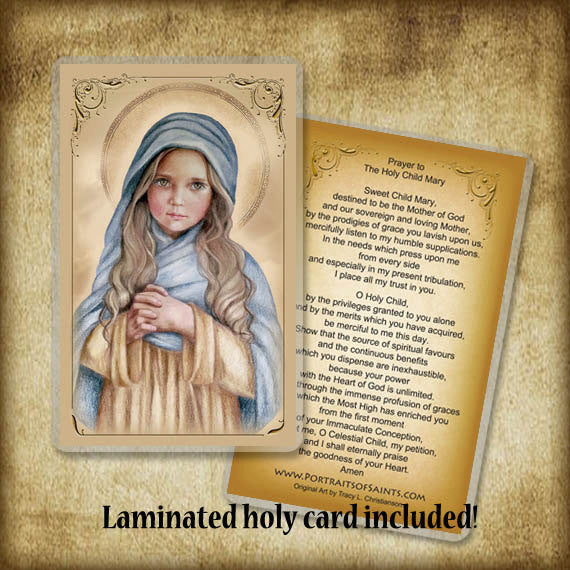 The Child Mary Pendant & Holy Card Gift Set - Portraits of Saints