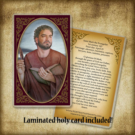 St. Mark the Evangelist Pendant & Holy Card Gift Set - Portraits of Saints