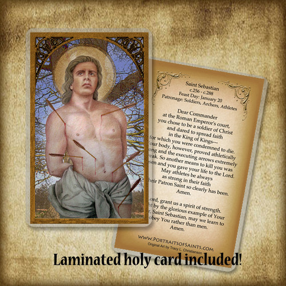 St. Sebastian Pendant & Holy Card Gift Set - Portraits of Saints