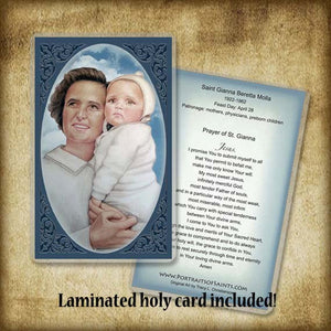 St. Gianna Beretta Molla Pendant & Holy Card Gift Set