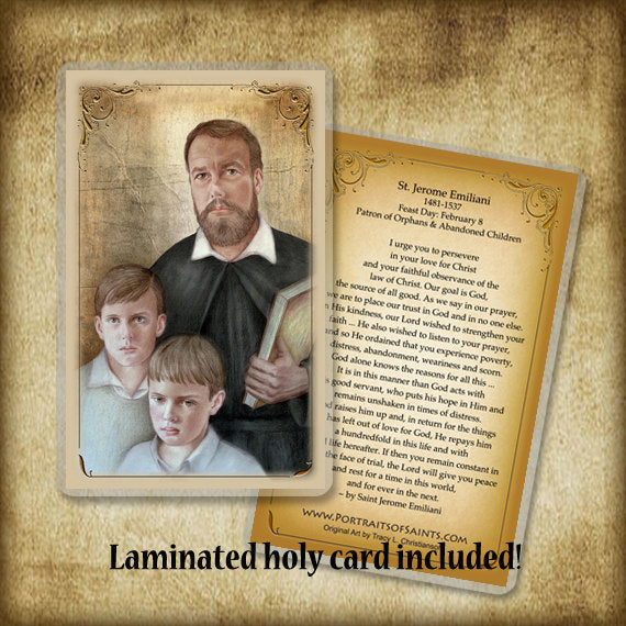 St. Jerome Emiliani Pendant & Holy Card Gift Set - Portraits of Saints