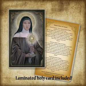 St. Clare of Assisi Pendant & Holy Card Gift Set
