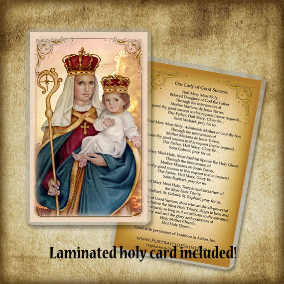 Our Lady of Good Success Pendant & Holy Card Gift Set - Portraits of Saints