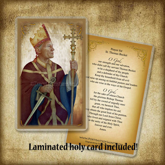 St. Thomas Becket Pendant & Holy Card Gift Set - Portraits of Saints
