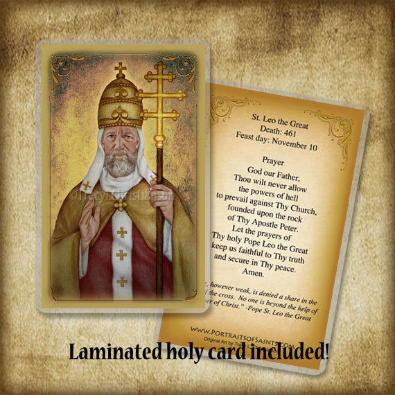 St. Leo the Great Pendant & Holy Card Gift Set - Portraits of Saints