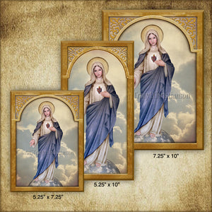 Immaculate Heart (full-length) Plaque & Holy Card Gift Set