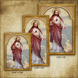 Sacred Heart (full-length) Plaque & Holy Card Gift Set