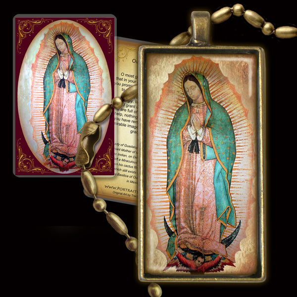 Our Lady of Guadalupe Pendant & Holy Card Gift Set - Portraits of Saints