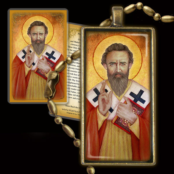 St. Basil the Great Pendant & Holy Card Gift Set - Portraits of Saints